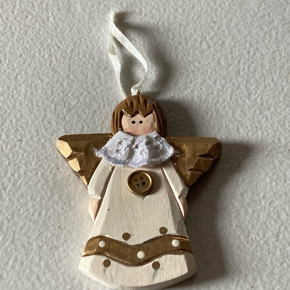 Angel Ornament Christmas Tree Wood Hanging Ribbon